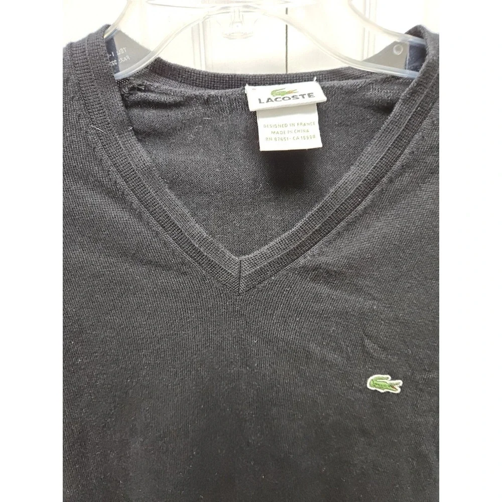 Lacoste  Pullover Sweatshirt Mens Black Size 8 US Medium Oversized
